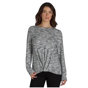 Time and Tru Marled Gray Long Sleeve Raglan Top Womens Small Casual Knit NEW